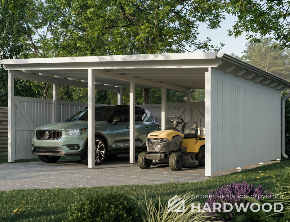 Навес из бруса для автомобиля №131 - фото 939