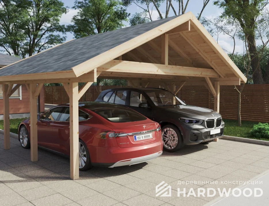 Навес для автомобиля деревянный каркас №134 - фото 965