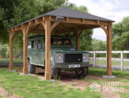 Навес для машины из деревянного каркаса №14 - фото 995