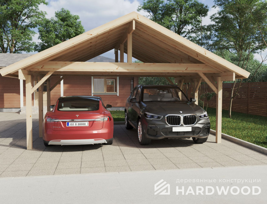 Навес для автомобиля деревянный каркас №134 - фото 966